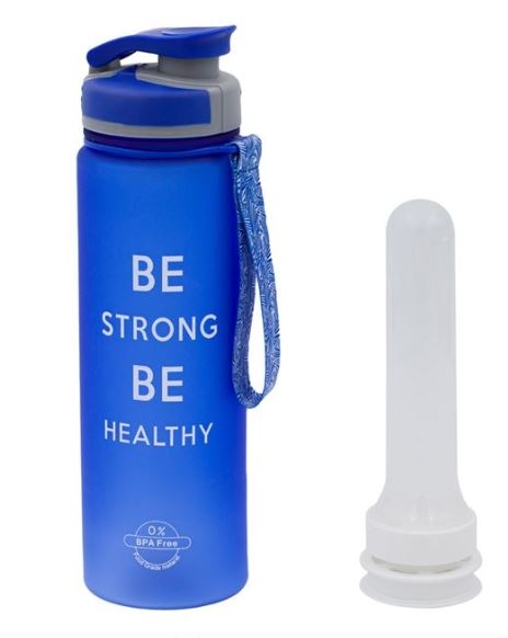 Bidonas apa, albastru - Be strong be healthy - 700 ml Bidonas apa, albastru - Be strong be healthy - 700 ml
