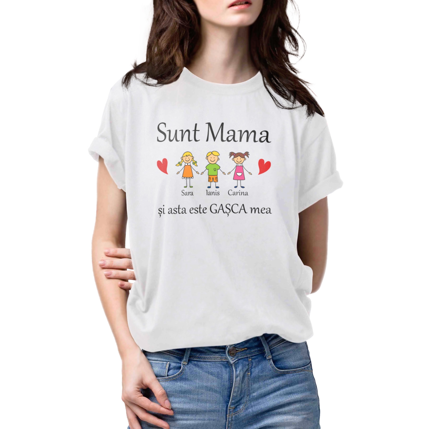 Tricou pentru mama, personalizat cu nume – Sunt mamă Tricou pentru mama, personalizat cu nume – Sunt mamă