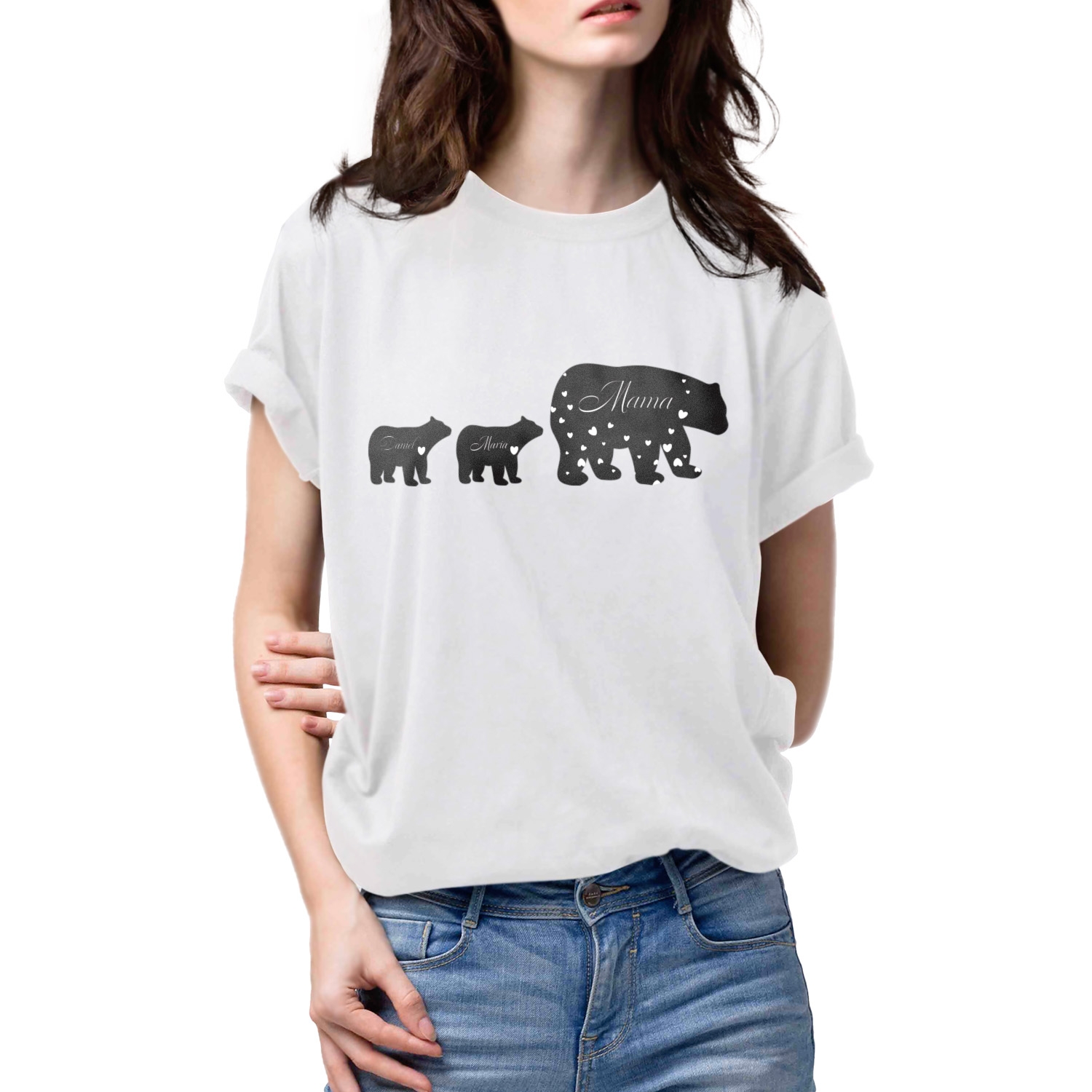 Tricou pentru femei, personalizat cu nume – Ursuleți Tricou pentru femei, personalizat cu nume – Ursuleți