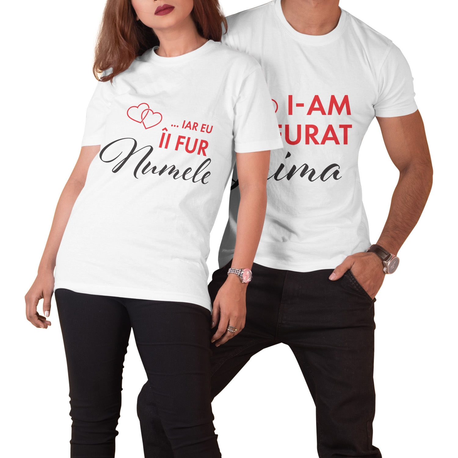 Tricou pentru soț și soție, personalizat cu text Tricou pentru soț și soție, personalizat cu text