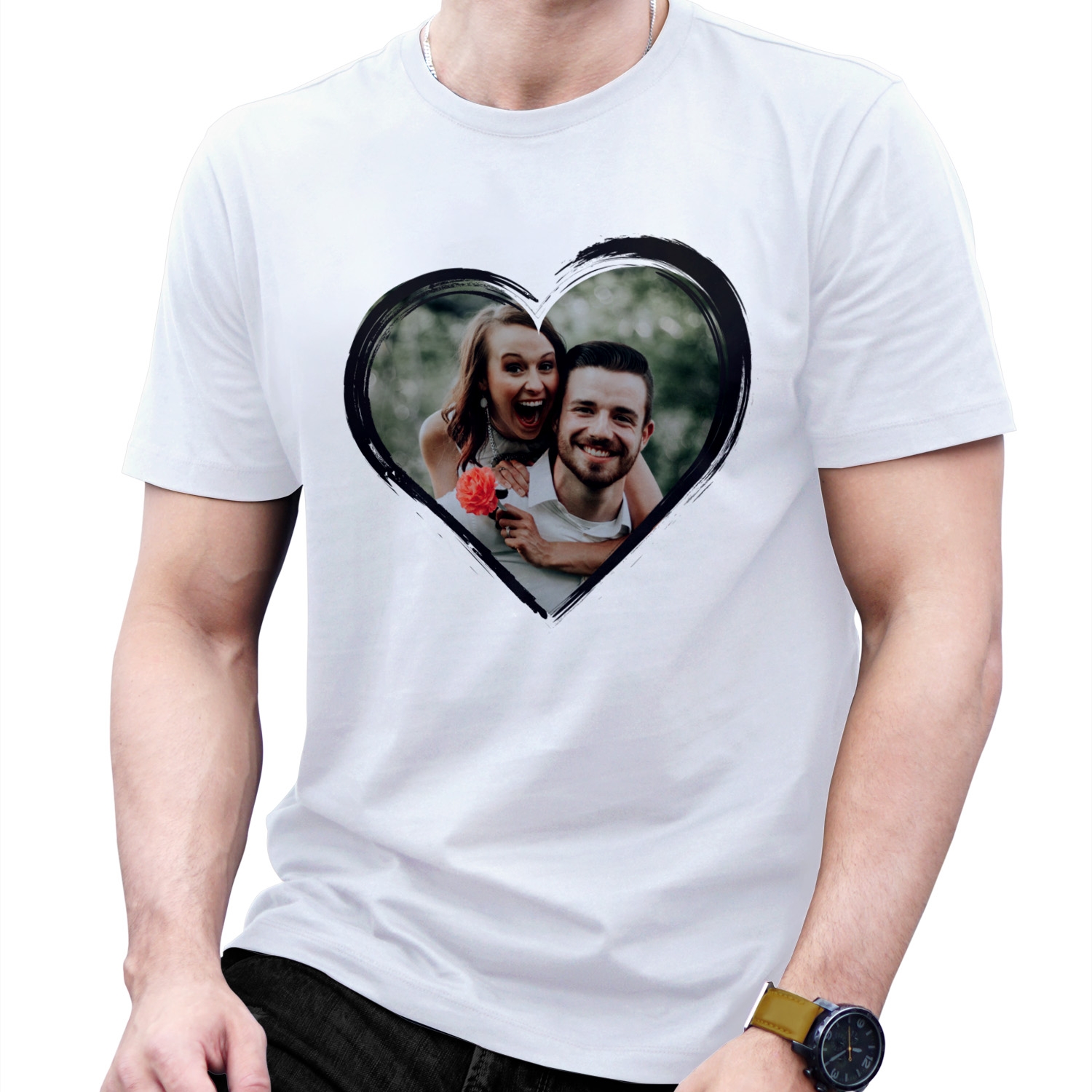 Tricou cadou pentru iubit / iubita, personalizat cu poză – Inimă Tricou cadou pentru iubit / iubita, personalizat cu poză – Inimă