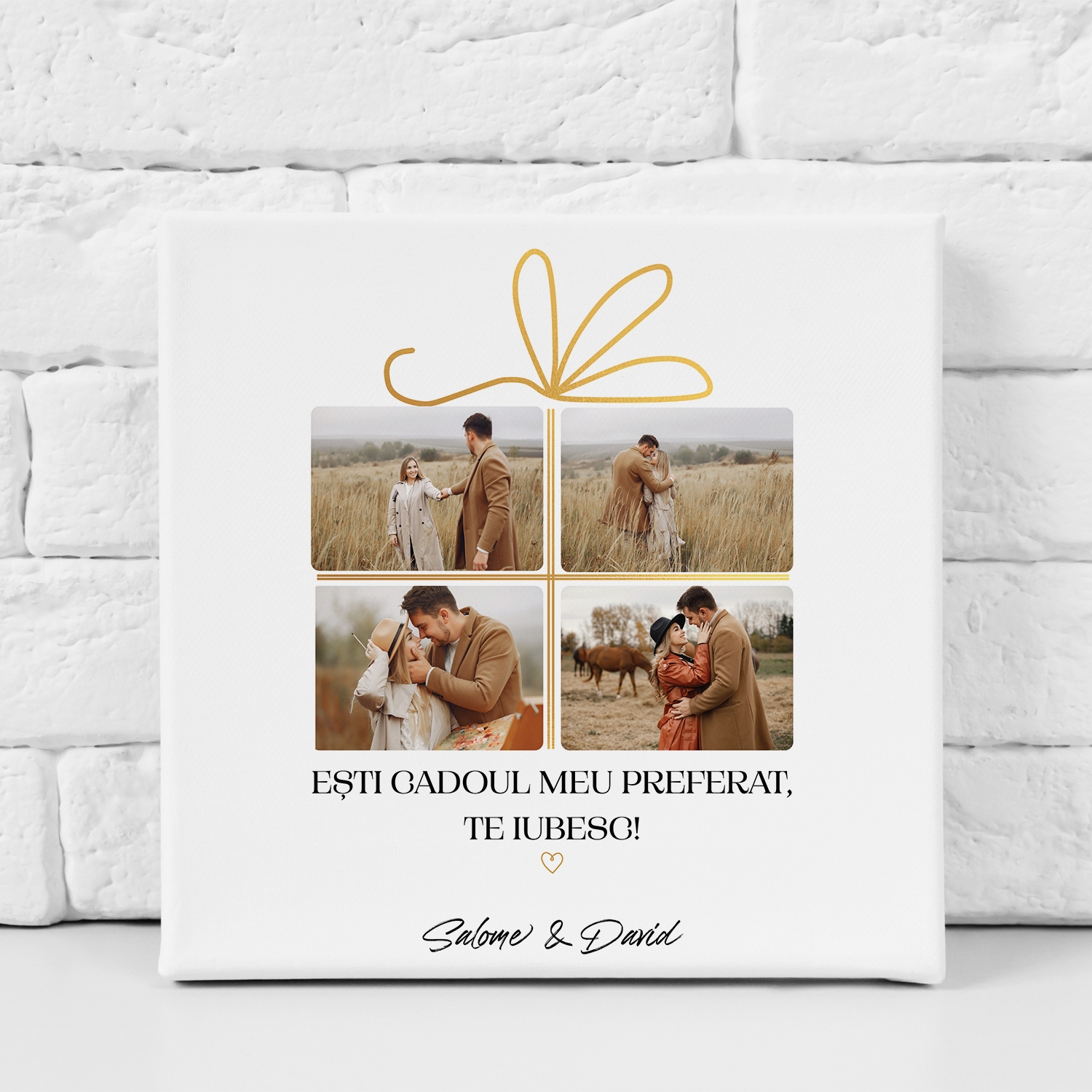 Tablou canvas personalizat cu două nume și 4 poze – Cadoul meu preferat Tablou canvas personalizat cu două nume și 4 poze – Cadoul meu preferat