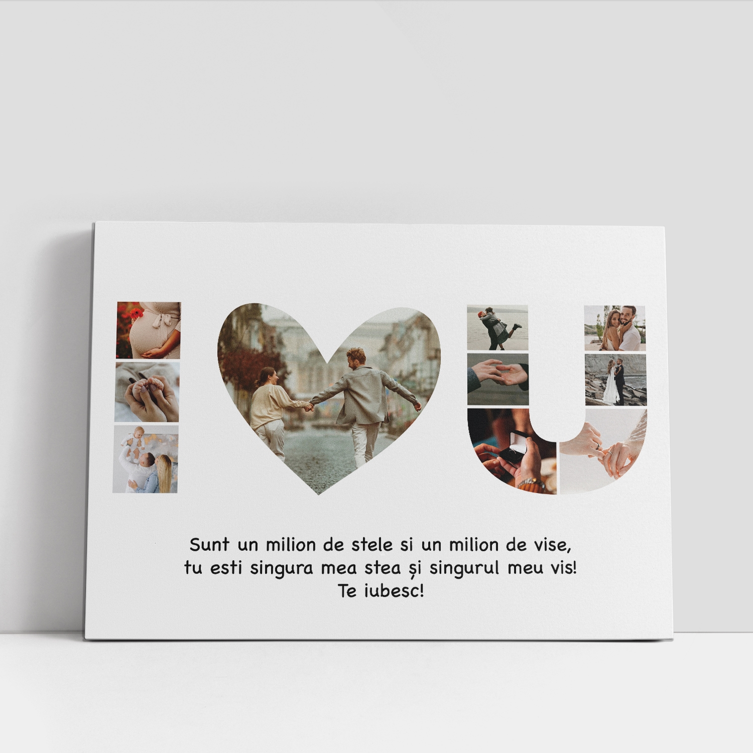 Tablou canvas personalizat cu 10 poze și text – I ♥️ you Tablou canvas personalizat cu 10 poze și text – I ♥️ you