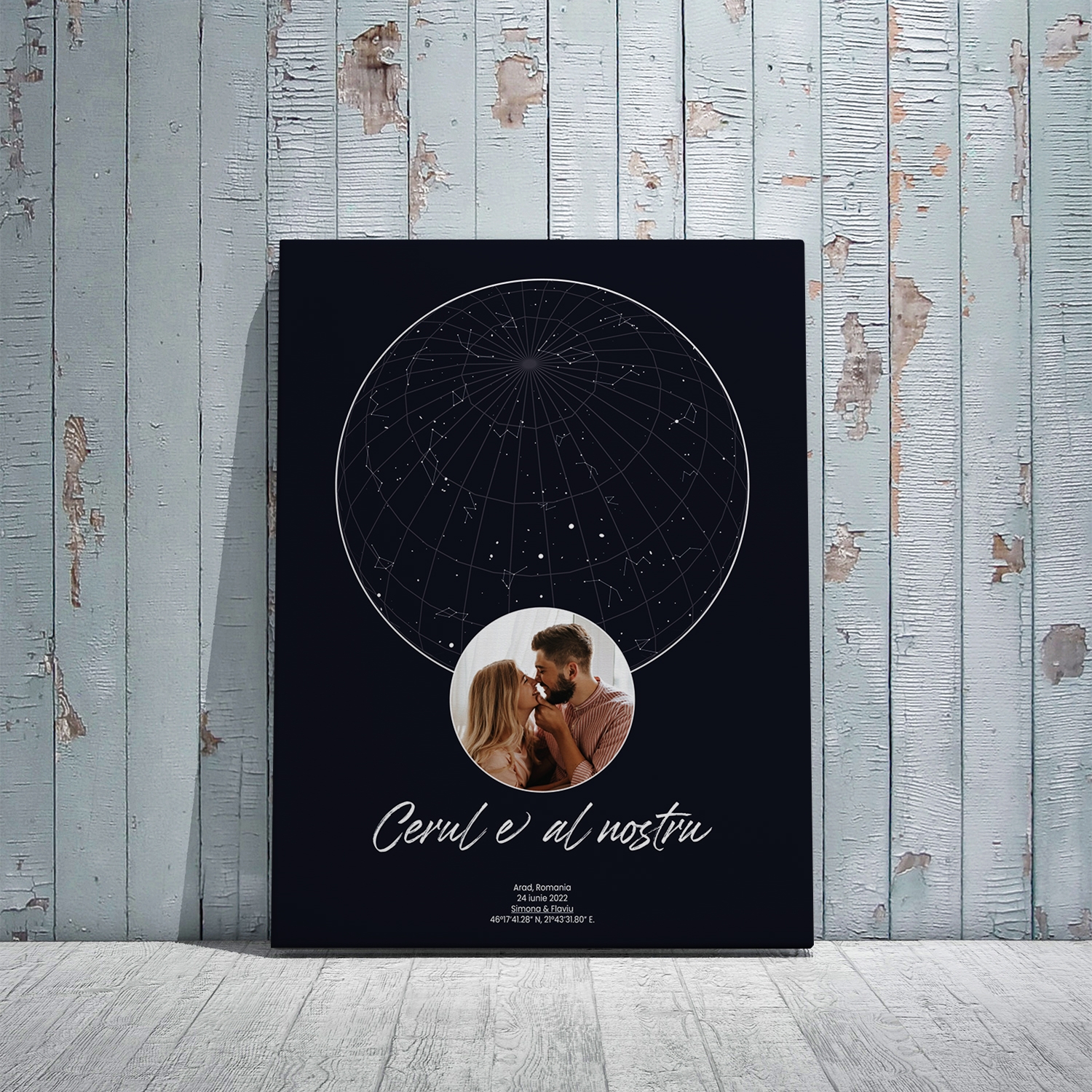 Tablou canvas personalizat cu poză și text – Cerul e al nostru