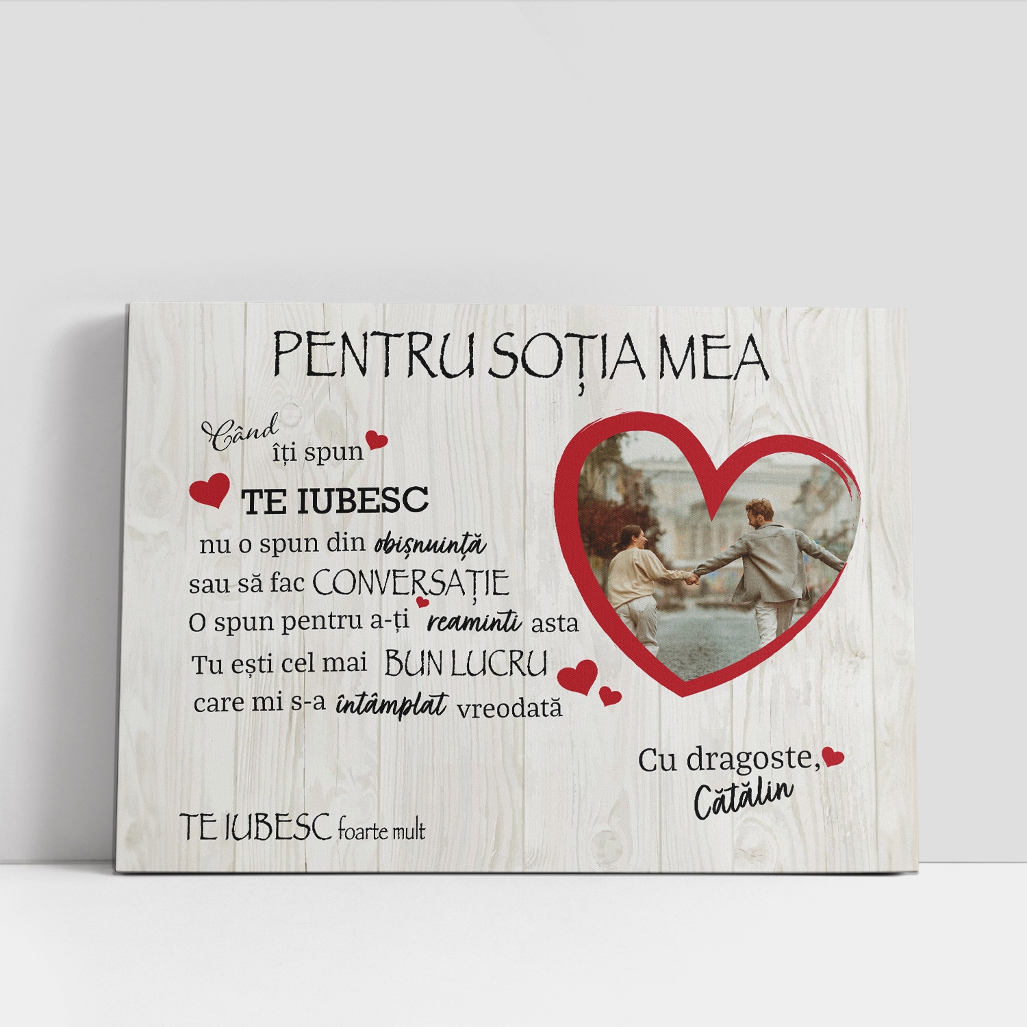 Tablou canvas personalizat cu poză și nume – Soția mea Tablou canvas personalizat cu poză și nume – Soția mea