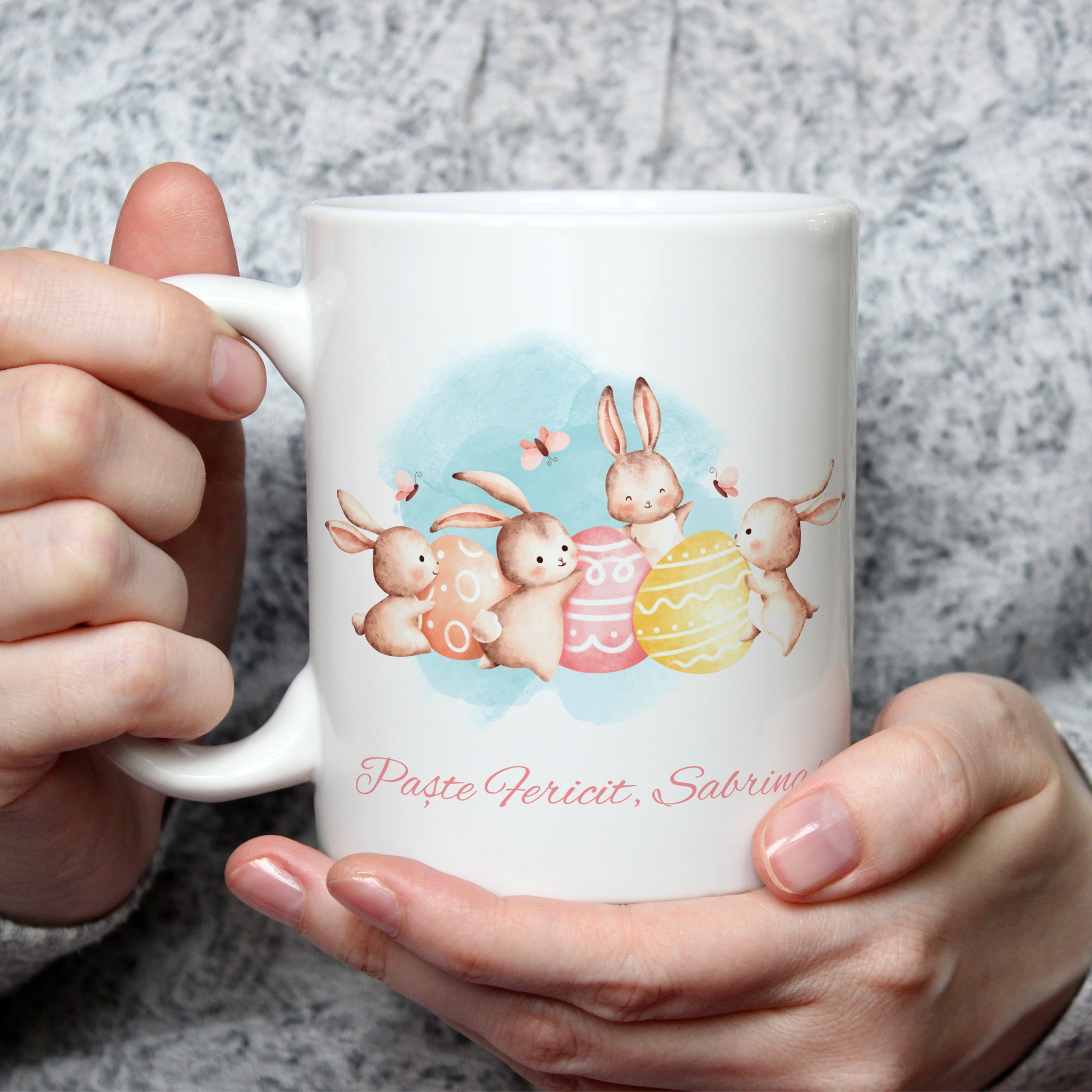 Cana Paste Fericit, personalizata cu nume Cana Paste Fericit, personalizata cu nume