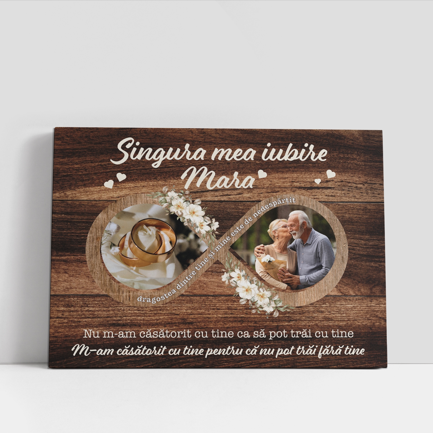 Tablou canvas personalizat cu două poze și nume – Singura mea iubire Tablou canvas personalizat cu două poze și nume – Singura mea iubire