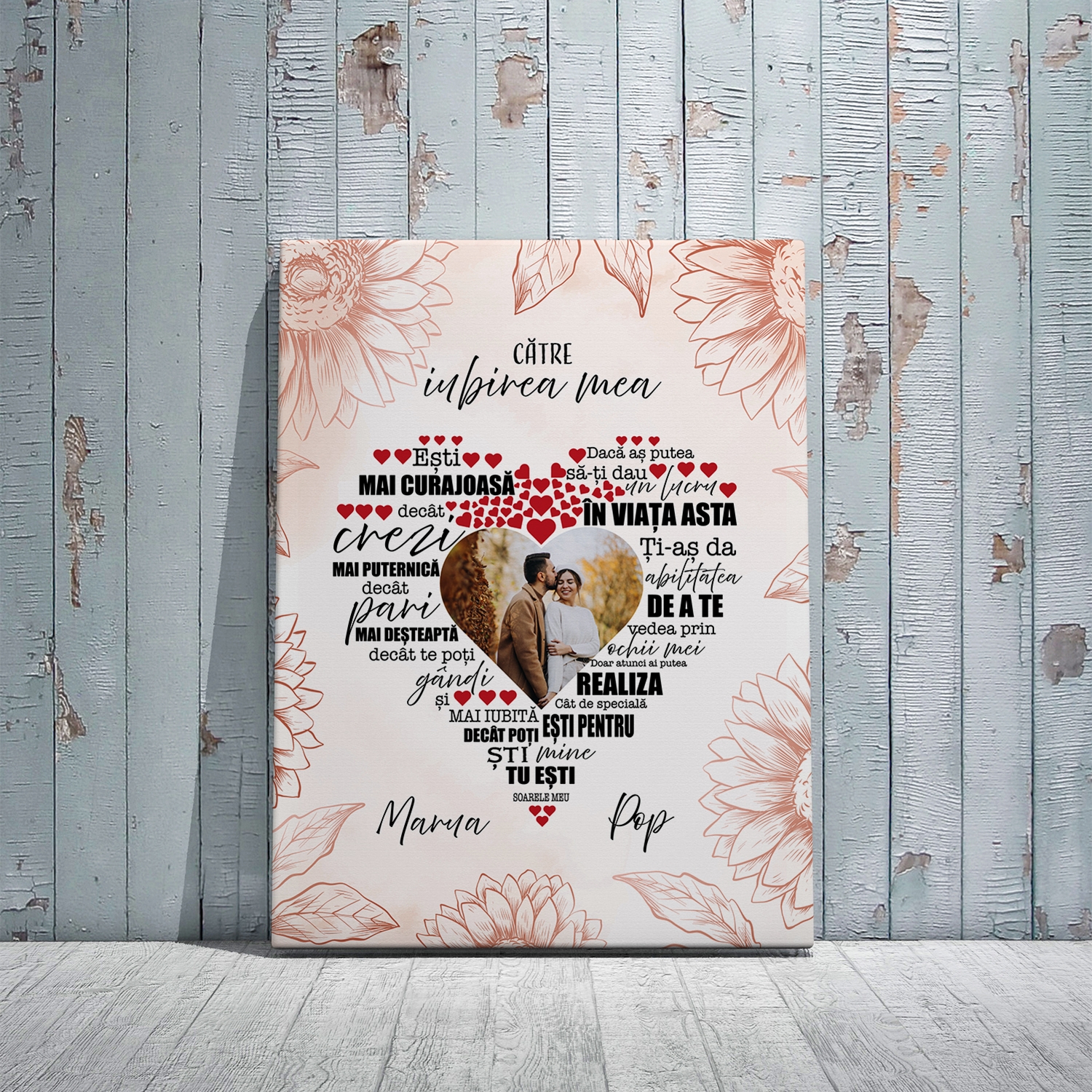 Tablou canvas personalizat cu nume și poză – Iubirea mea
