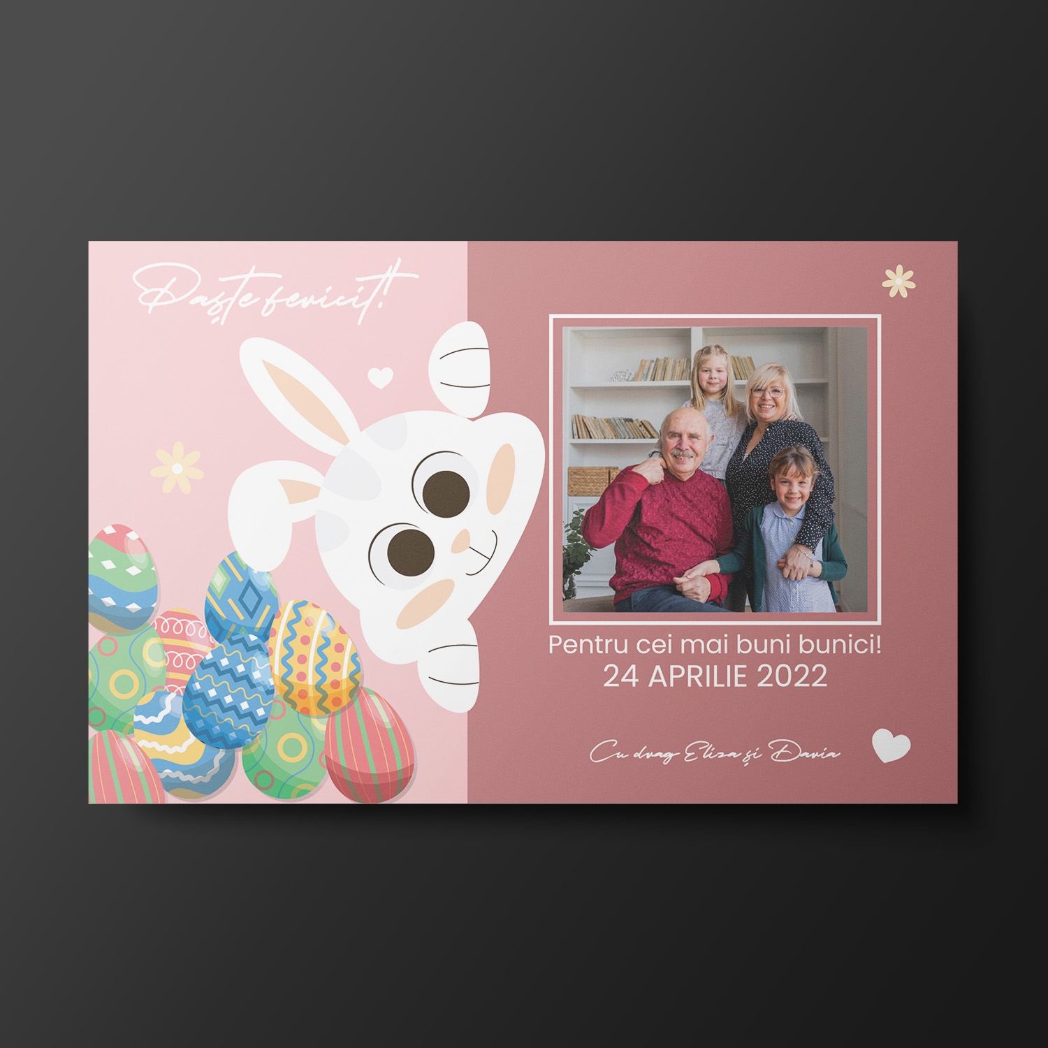 Magnet personalizat cu poză, nume și dată 10x15cm – Paște Fericit Magnet personalizat cu poză, nume și dată 10x15cm – Paște Fericit