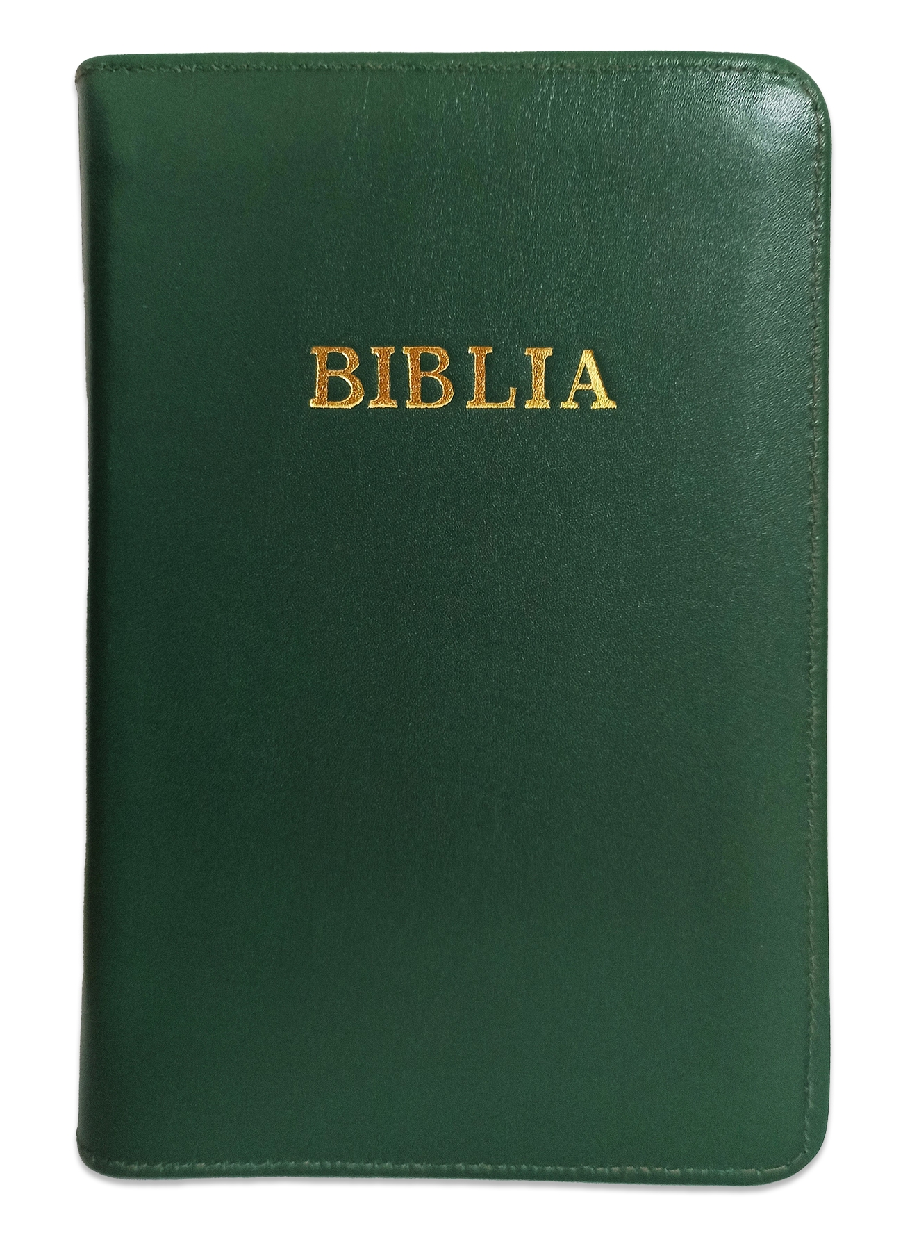 Biblia format mic, din piele, culoare verde inchis, index, fermoar, margini argintii, cuv. lui Isus in rosu [047 PFI]