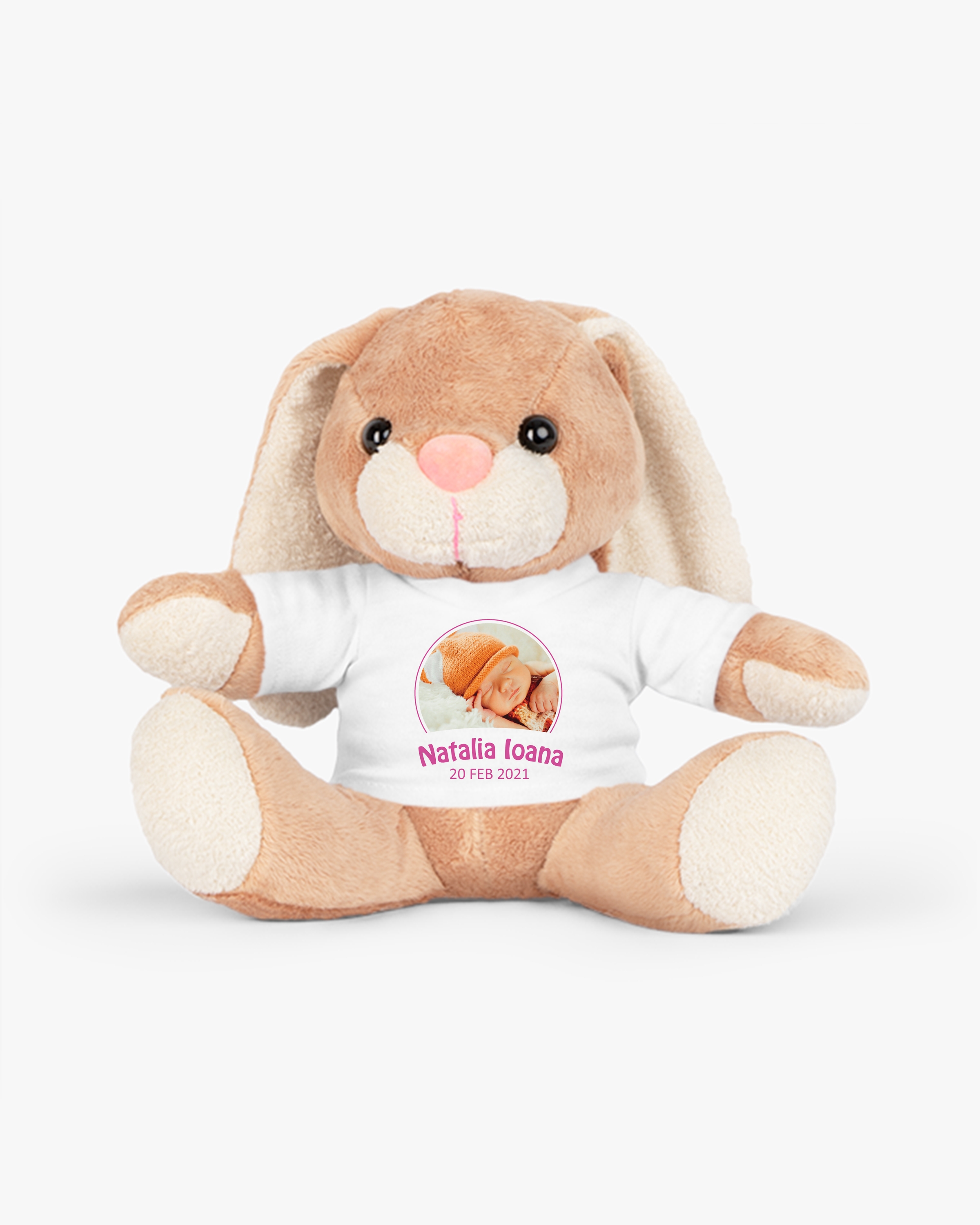 Jucărie de pluș personalizată cu nume, poză și dată eveniment Jucărie de pluș personalizată cu nume, poză și dată eveniment