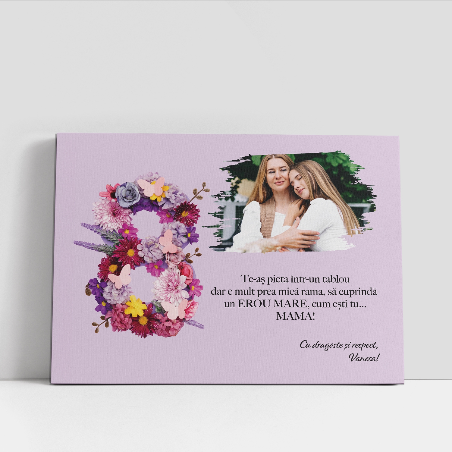 Tablou canvas personalizat cu poză și nume – 8 Martie Tablou canvas personalizat cu poză și nume – 8 Martie