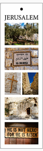 Semn de carte cu panglica alba -  Text:  Jerusalem   [130]