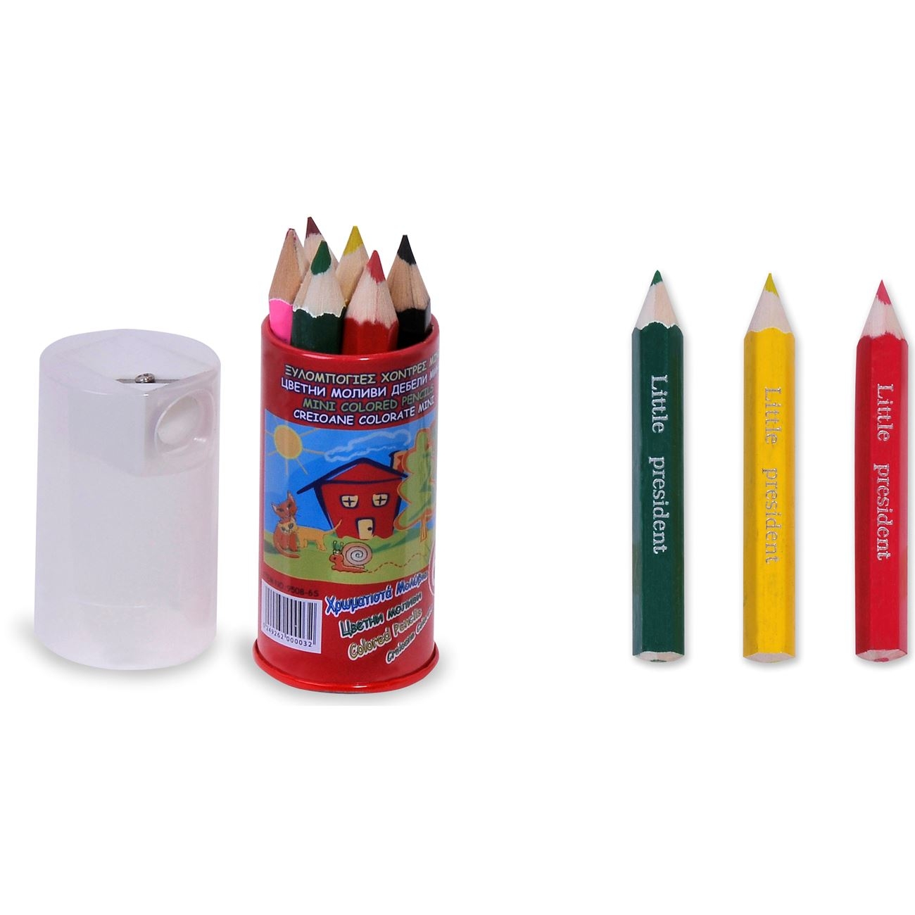 Set creioane colorate, 6 buc + ascutitoare. (Rechizite pentru scoala)