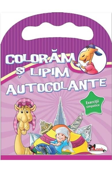 Coloram si lipim autocolante (mov) - Exercitii simpatice pentru copii (3-7 ani)