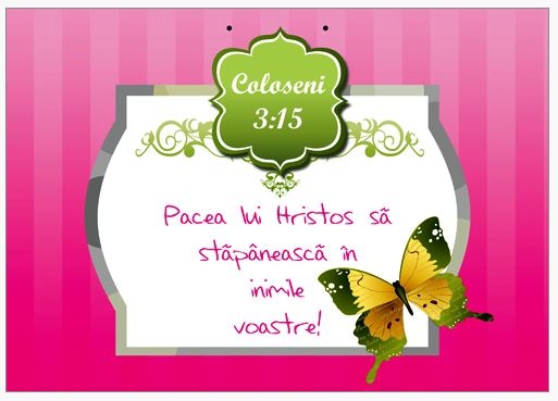 Poster cu verset A4 - Verset:  "Pacea lui Hristos să stăpânească în inimile voastre!" Coloseni 3:15  [190]