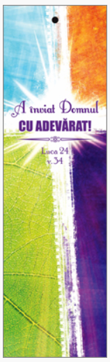 Semn de carte cu panglica alba   -  Verset:  "A înviat Domnul cu adevărat!" Luca 24:34    [137]