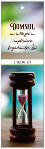 Semn de carte cu panglica  mov deschis    -   Verset:  "Domnul nu întârzie în împlinirea făgăduinţei Lui." 2 Petru 3:9   [139]