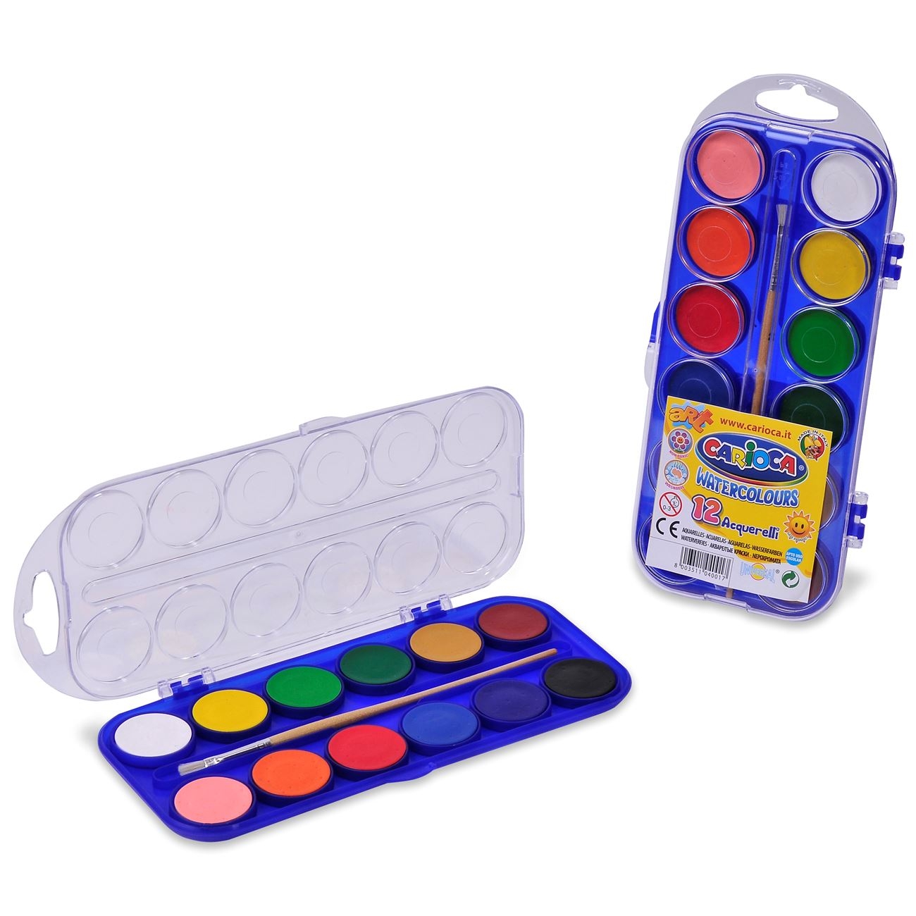 Acuarele lavabile, 12 culori/cutie + 1 pensula Acuarele lavabile, 12 culori/cutie + 1 pensula