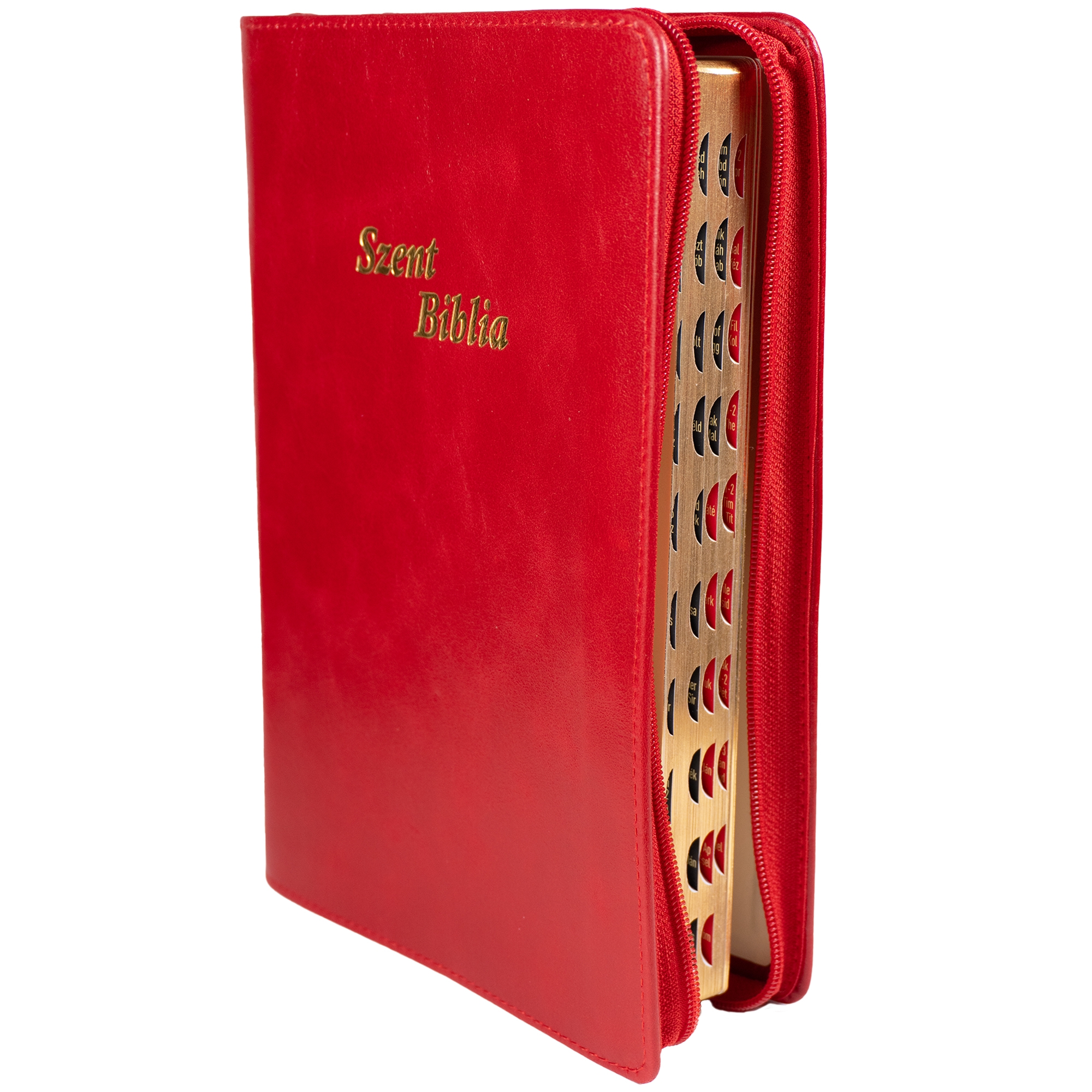 Szent Biblia, Nagy Biblia, Piros, Bőr, Cipzáros, Károli Gáspár Forditása - Biblia mare, piele in lb. maghiara [073 PF]