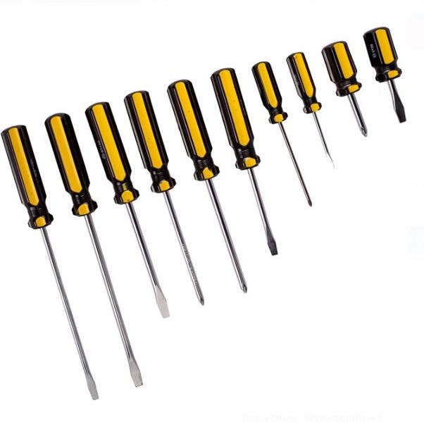Set surubelnite cu varf magnetic, galben-negru, Tools - 10 buc.