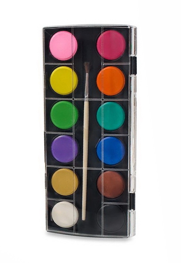 Acuarele 12 culori + pensula (Rechizite pentru scoala) Acuarele 12 culori + pensula (Rechizite pentru scoala)