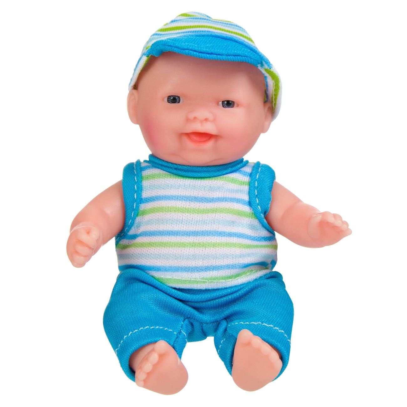 Papusa bebe, haine albastre cu dungi 13cm - Jucarii pentru copii Papusa bebe, haine albastre cu dungi 13cm - Jucarii pentru copii