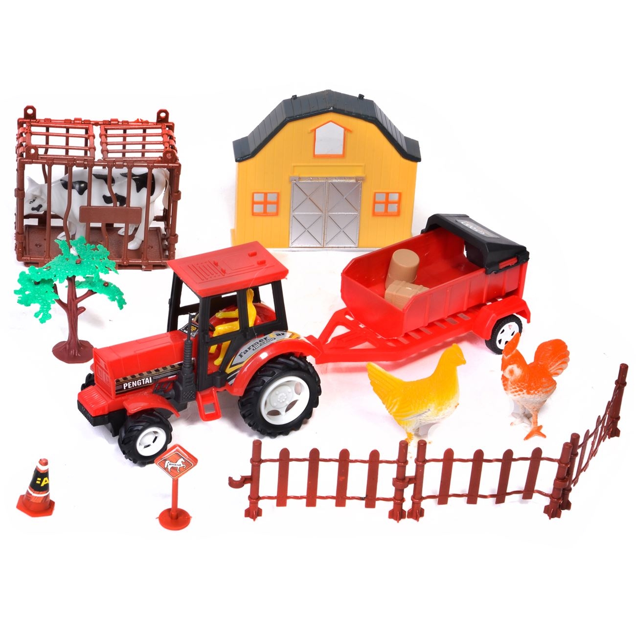 Set ferma cu tractor si remorca (3+) Set ferma cu tractor si remorca (3+)