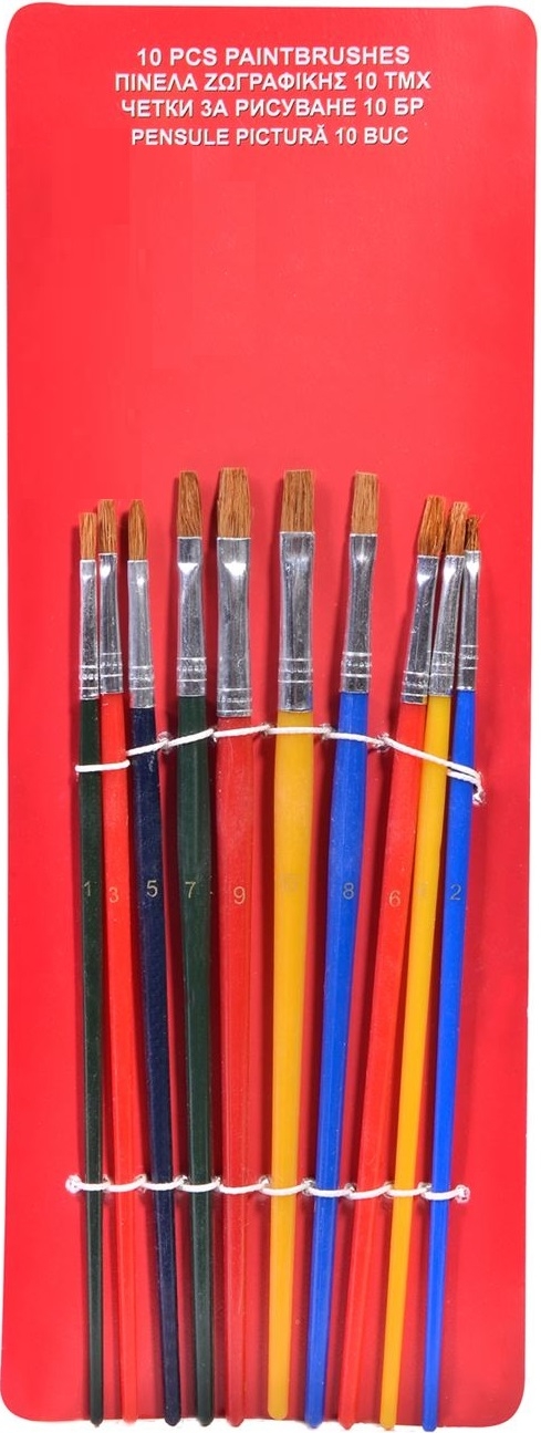 Set pensule pictura cu varf plat, par natural (10bucati) Set pensule pictura cu varf plat, par natural (10bucati)