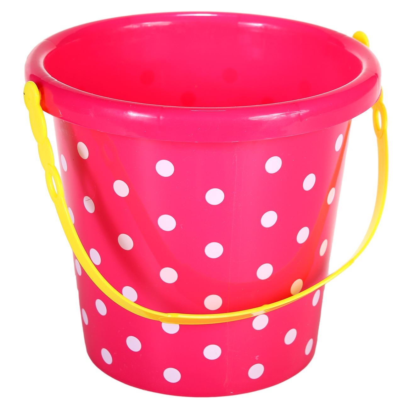 Găleată culoare fuchsia cu buline albe 14x13 cm Găleată culoare fuchsia cu buline albe 14x13 cm