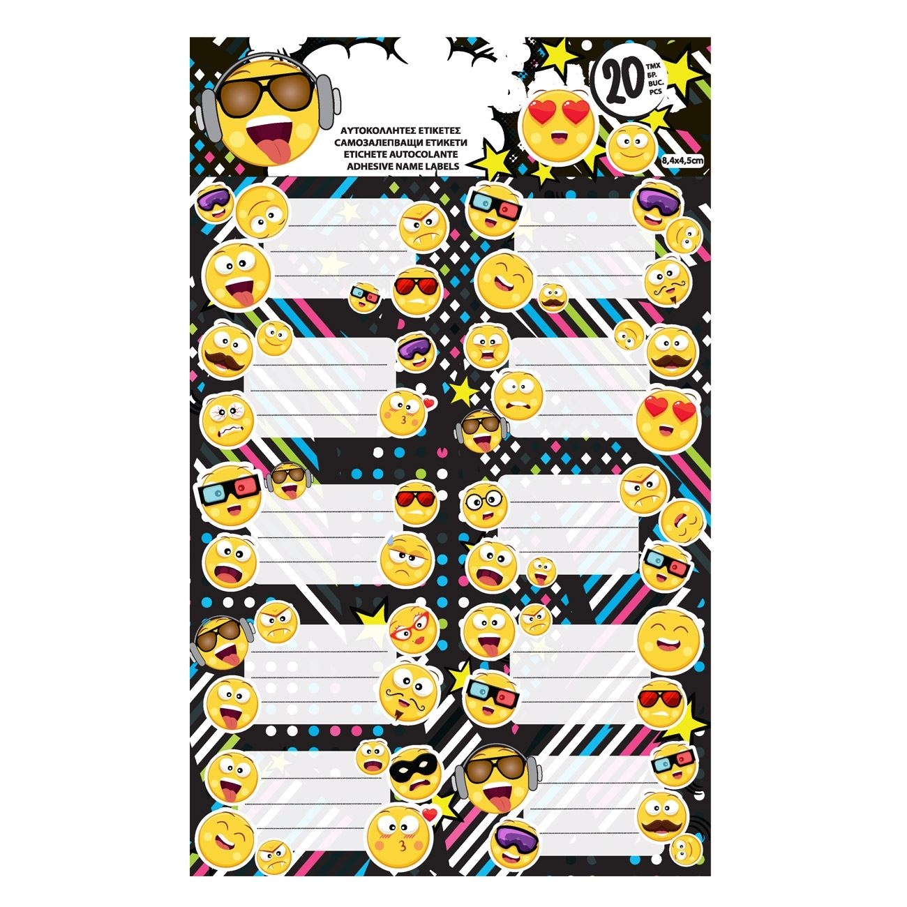 Etichete autocolante smiley (8,4 x 4,5 cm) - 20 buc.
