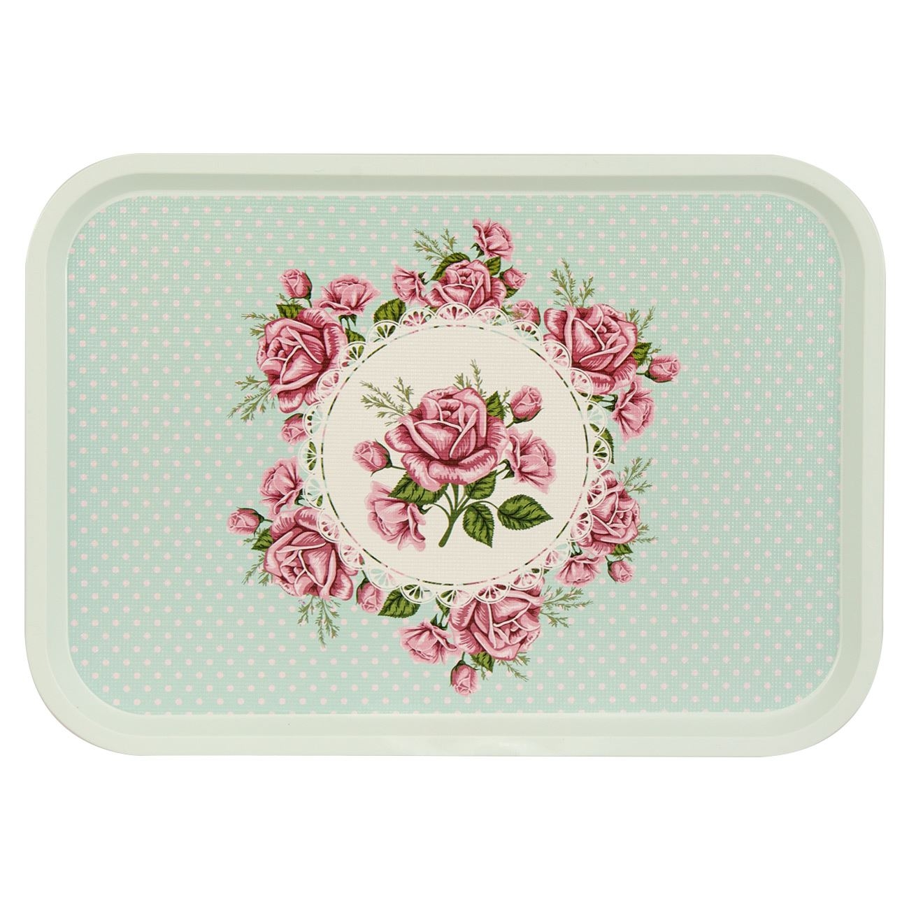 Tava servire, turcoaz, cu trandafiri Tava servire, turcoaz, cu trandafiri