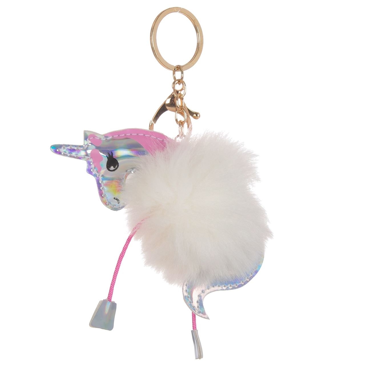Breloc pufos unicorn, alb (12x9 cm) Breloc pufos unicorn, alb (12x9 cm)