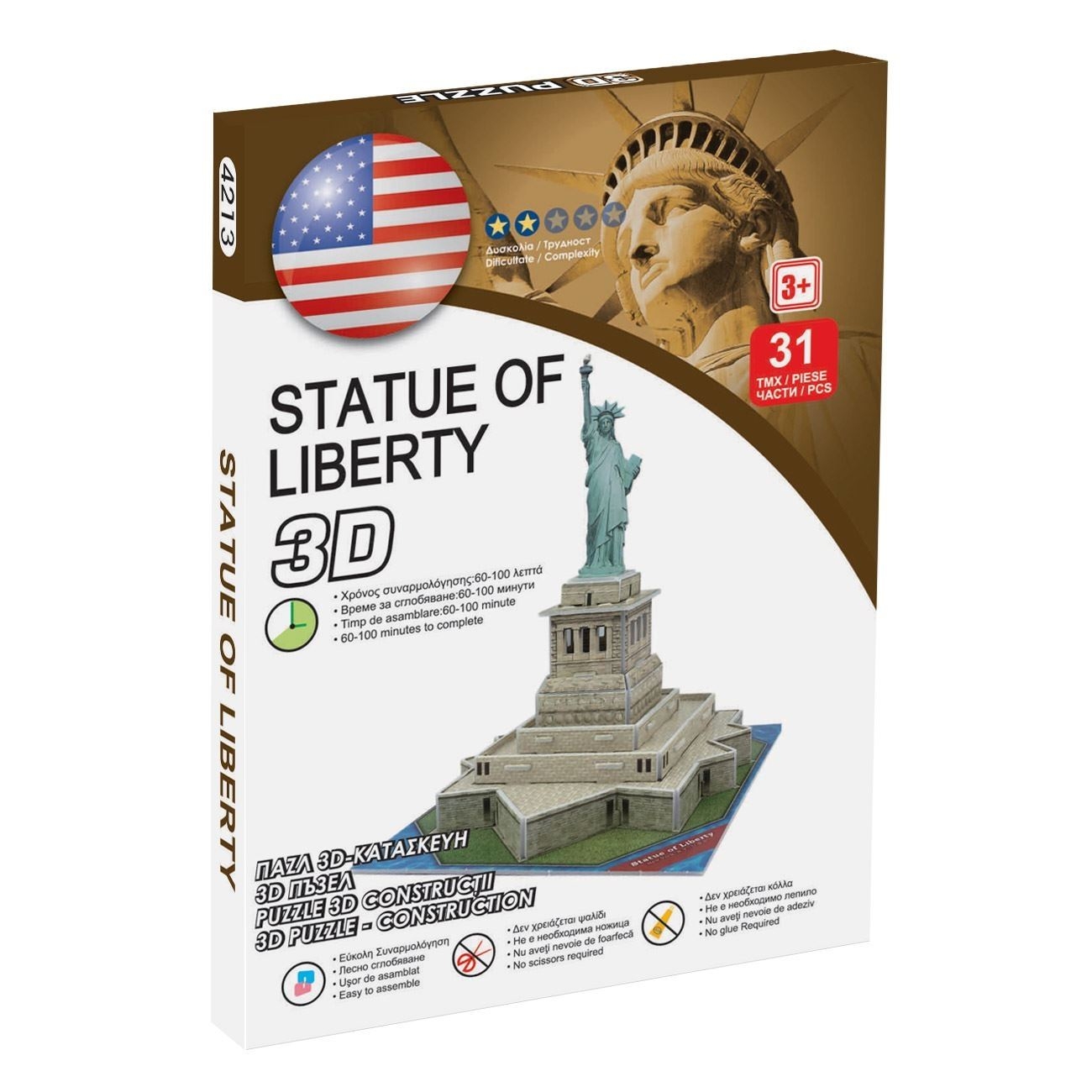 Puzzle 3D constructii - Statuia libertatii - 31 piese - Activitati pentru copii (3+) Puzzle 3D constructii - Statuia libertatii - 31 piese - Activitati pentru copii (3+)