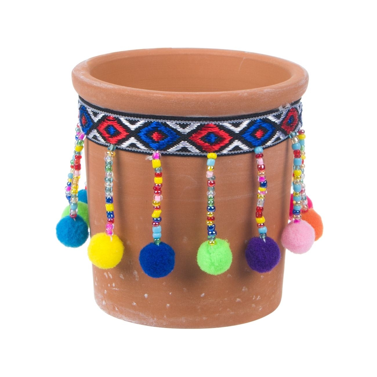 Ghiveci pentru flori din ceramica cu ciucurei (7.3x7.5 cm) Ghiveci pentru flori din ceramica cu ciucurei (7.3x7.5 cm)