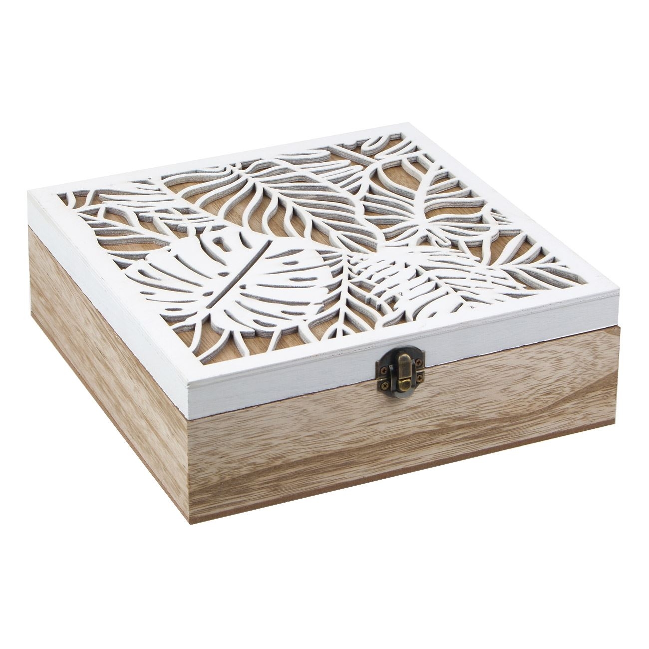 Cutie de depozitare de lemn maro bej (24x24x7.5)