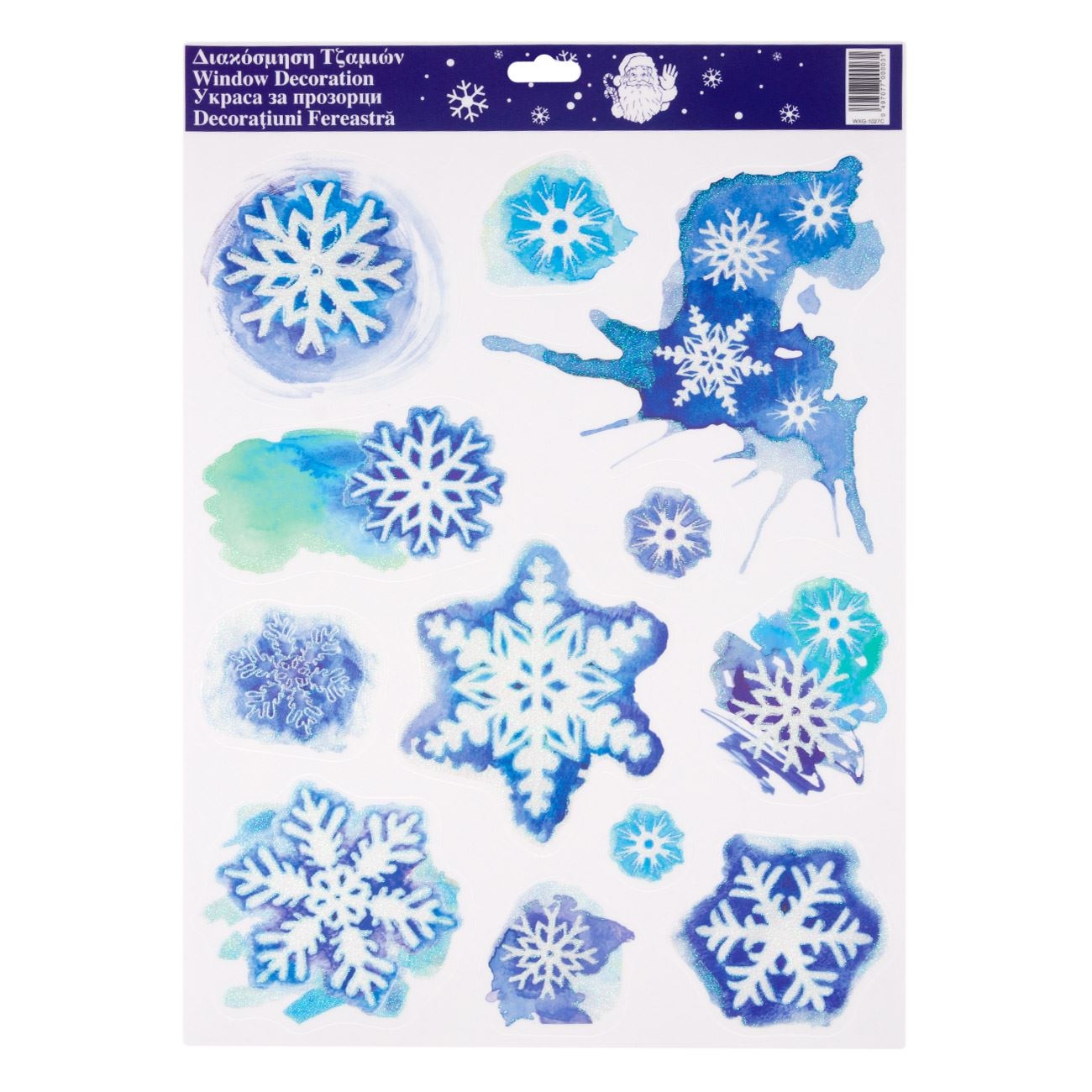 Decoratiuni fereastra de Crăciun - Fulgi turcoaz-albastru Decoratiuni fereastra de Crăciun - Fulgi turcoaz-albastru
