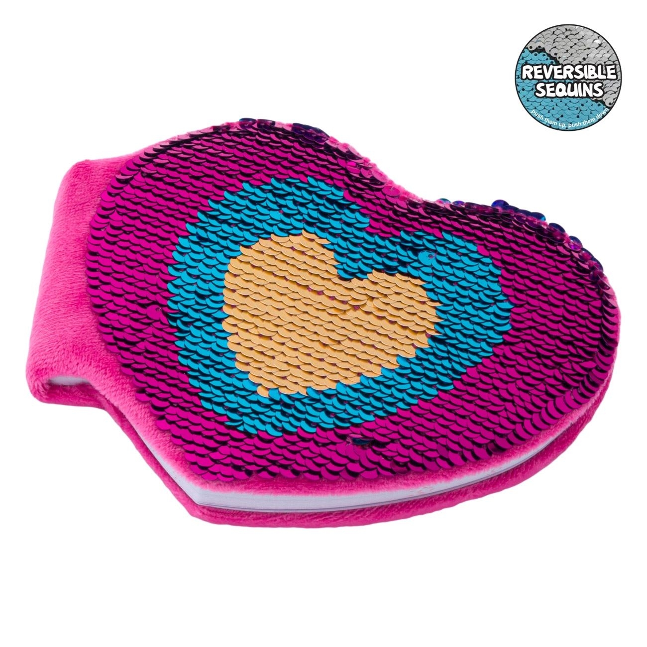 Carnet in forma de inima, roz cu paiete