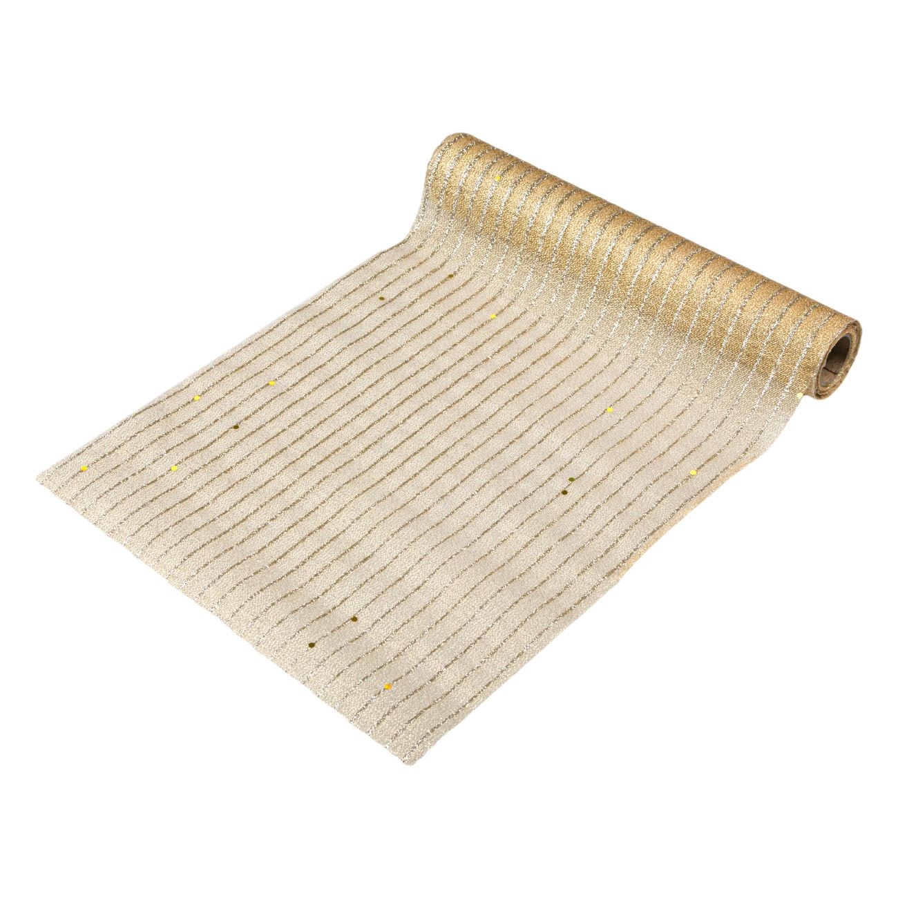 Țesătură decorativă de Crăciun - Auriu cu linii argintii (5 m x 24 cm) Țesătură decorativă de Crăciun - Auriu cu linii argintii (5 m x 24 cm)