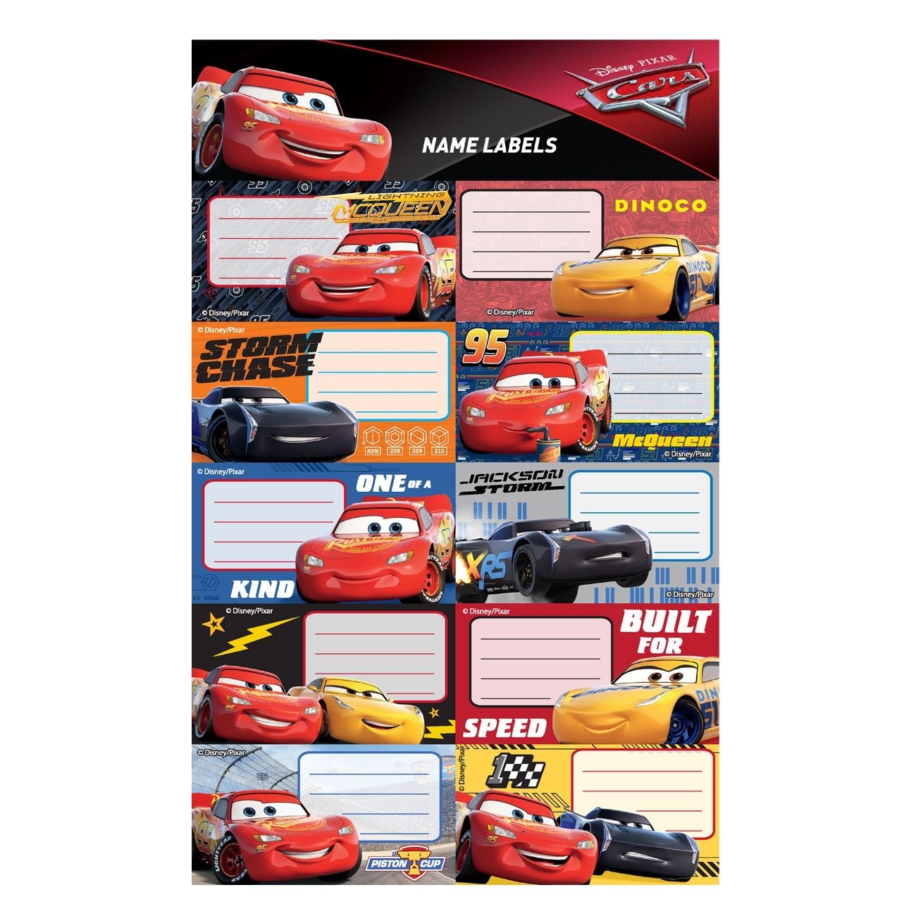 Etichete autocolante cu cars (8,4 x 4,5 cm) - 20 buc. Etichete autocolante cu cars (8,4 x 4,5 cm) - 20 buc.