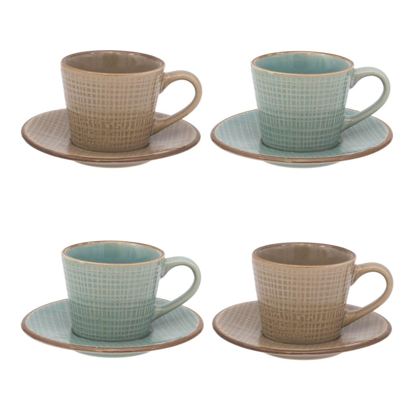 Set de cești de cafea/ceai, maro-verde  90 ml (4 seturi) Set de cești de cafea/ceai, maro-verde  90 ml (4 seturi)