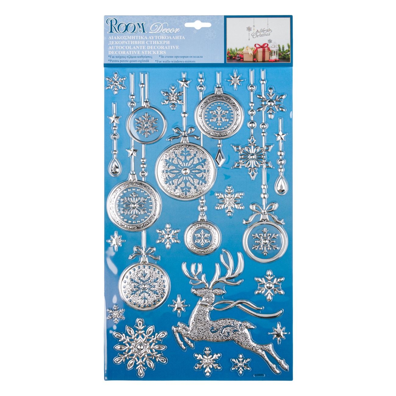 Autocolant decorativ 3D de Crăciun - Ren si globuri Autocolant decorativ 3D de Crăciun - Ren si globuri