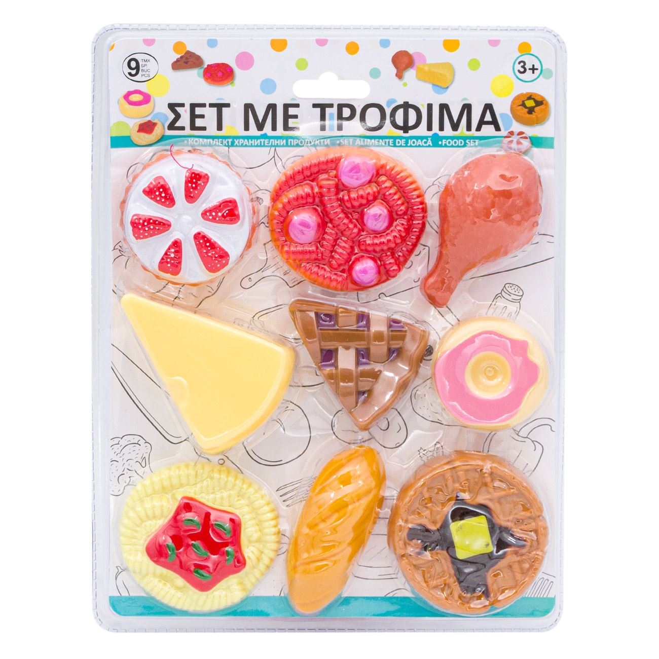 Set alimente de joaca, 9 piese - Jucarii pentru copii (3+) Set alimente de joaca, 9 piese - Jucarii pentru copii (3+)