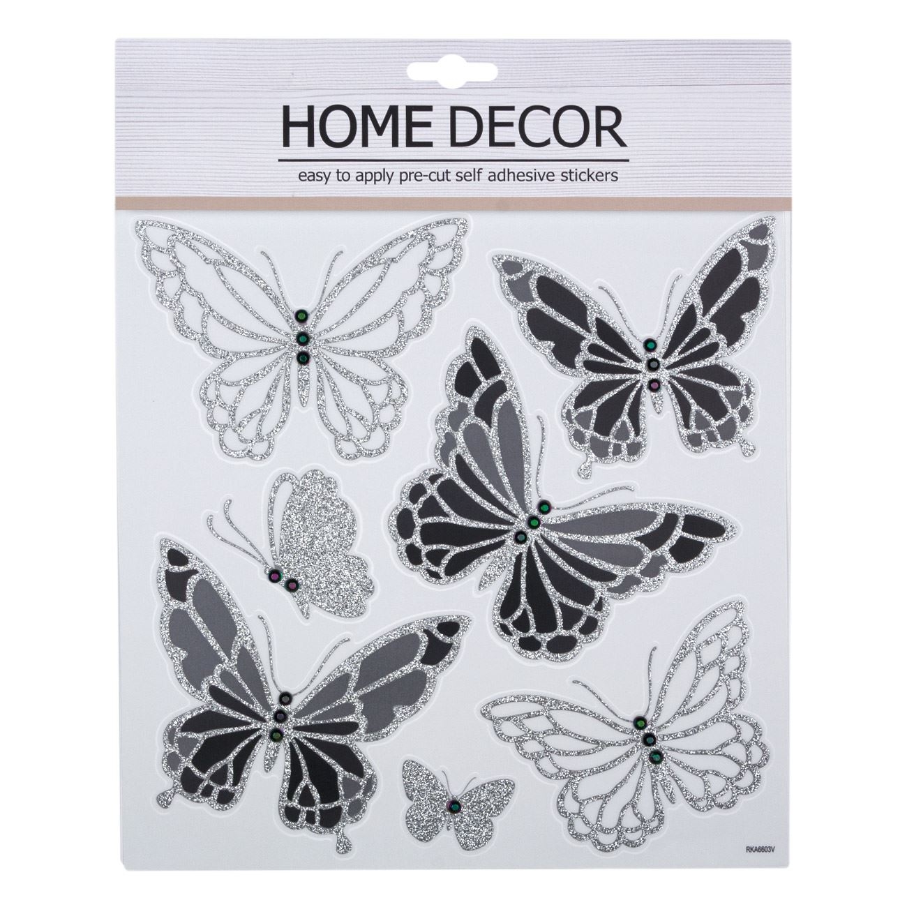 Autocolante  - 7 Fluturi glitter 25x25cm Autocolante  - 7 Fluturi glitter 25x25cm