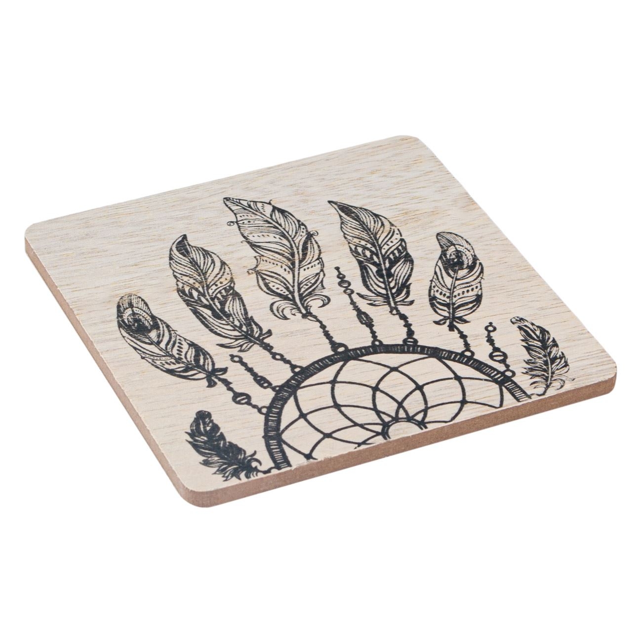 Suport pahar din lemn, patrat - Dreamcatcher 11x11cm Suport pahar din lemn, patrat - Dreamcatcher 11x11cm
