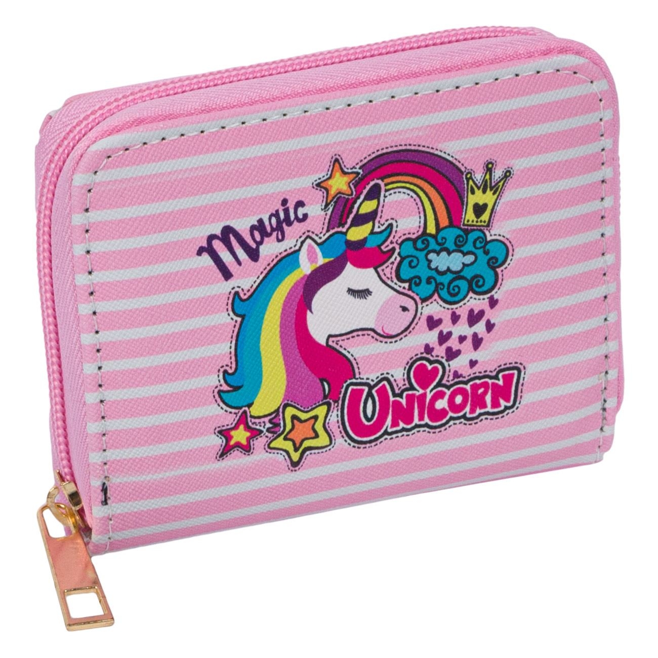 Portofel - Unicorn, roz cu dungi albe (12x9,5 cm) Portofel - Unicorn, roz cu dungi albe (12x9,5 cm)
