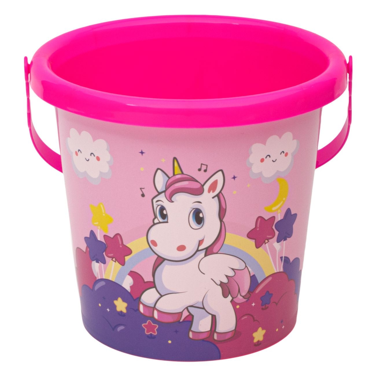 Găleată culoare fuchsia cu unicorn si curcubeu 17x16 cm Găleată culoare fuchsia cu unicorn si curcubeu 17x16 cm