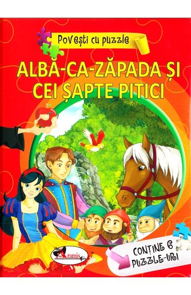 Alba ca Zapada si cei sapte pitici - Povesti cu puzzle (3-7 ani)