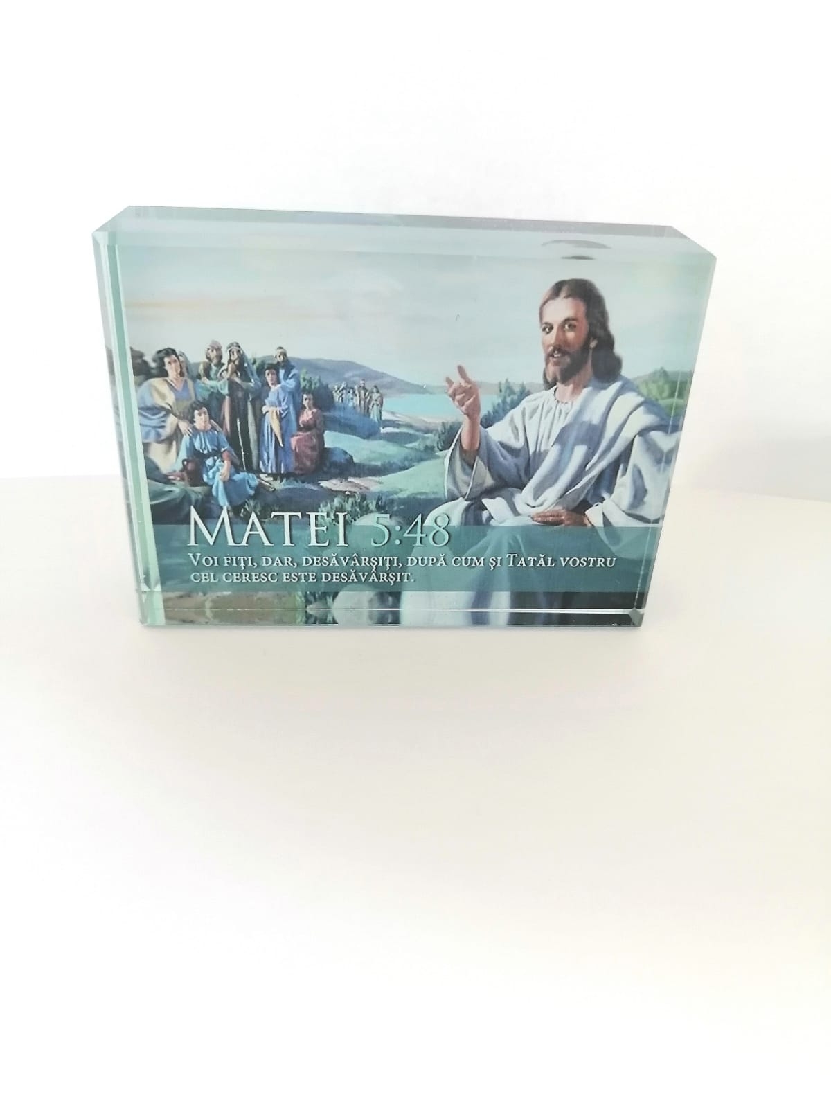 Prisma din sticla - fata/verso cu versete biblice Prisma din sticla - fata/verso cu versete biblice