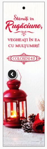 Semn de carte cu panglica alba - Verset : "Stăruiţi în rugăciune, vegheaţi în ea cu mulţumiri!" Coloseni 4:2 [16]